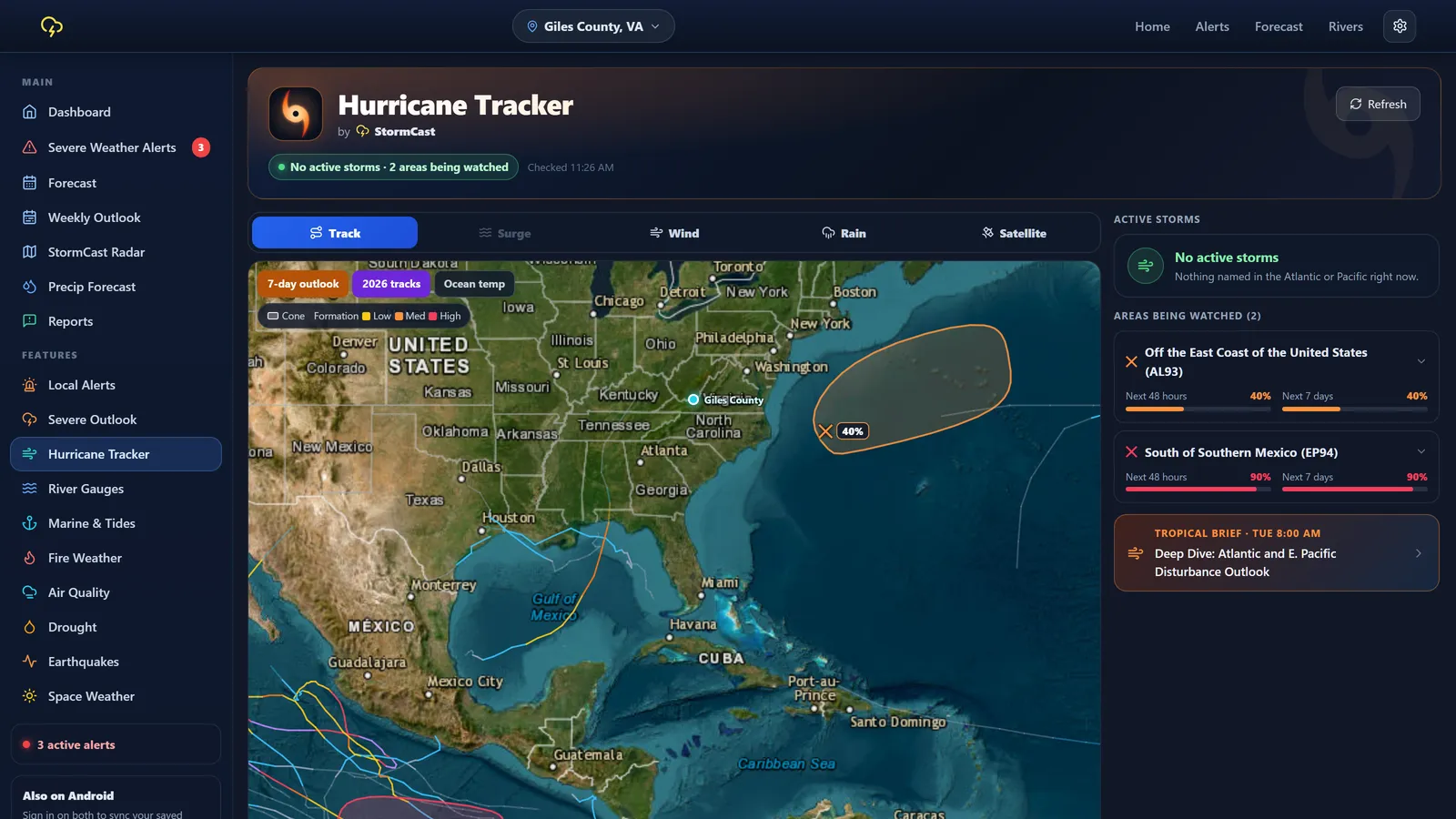 Hurricane tracker map